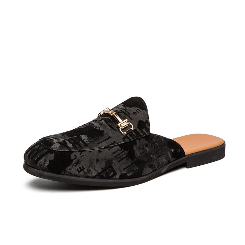 

Летняя мода мужская повседневная обувь полулоферы на платформе мужские тапочки люксового бренда легкие кожаные сандалии большого размера 45 44 чёрный