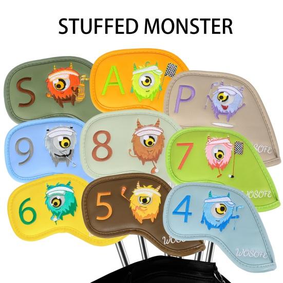 9Pcs Golf Club Head Covers Golf Club Wedge Iron Protective Headcover Thick Faux Leather Golf Iron Head Covers Golf Accessories