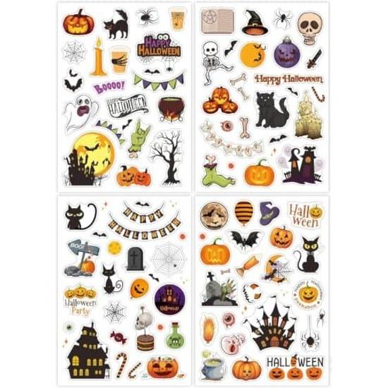 Halloween stickers 4 sheets puff prizes pumpkin DIY craft schedule