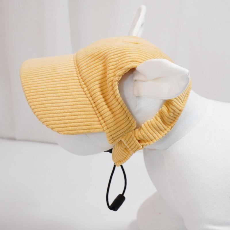 Adjustable Pets Sun Hat Wide Brim Corduroy Dogs Fisherman Cap with Ear Holes Outdoor Walking Sun Protection Hat for Dogs Cats