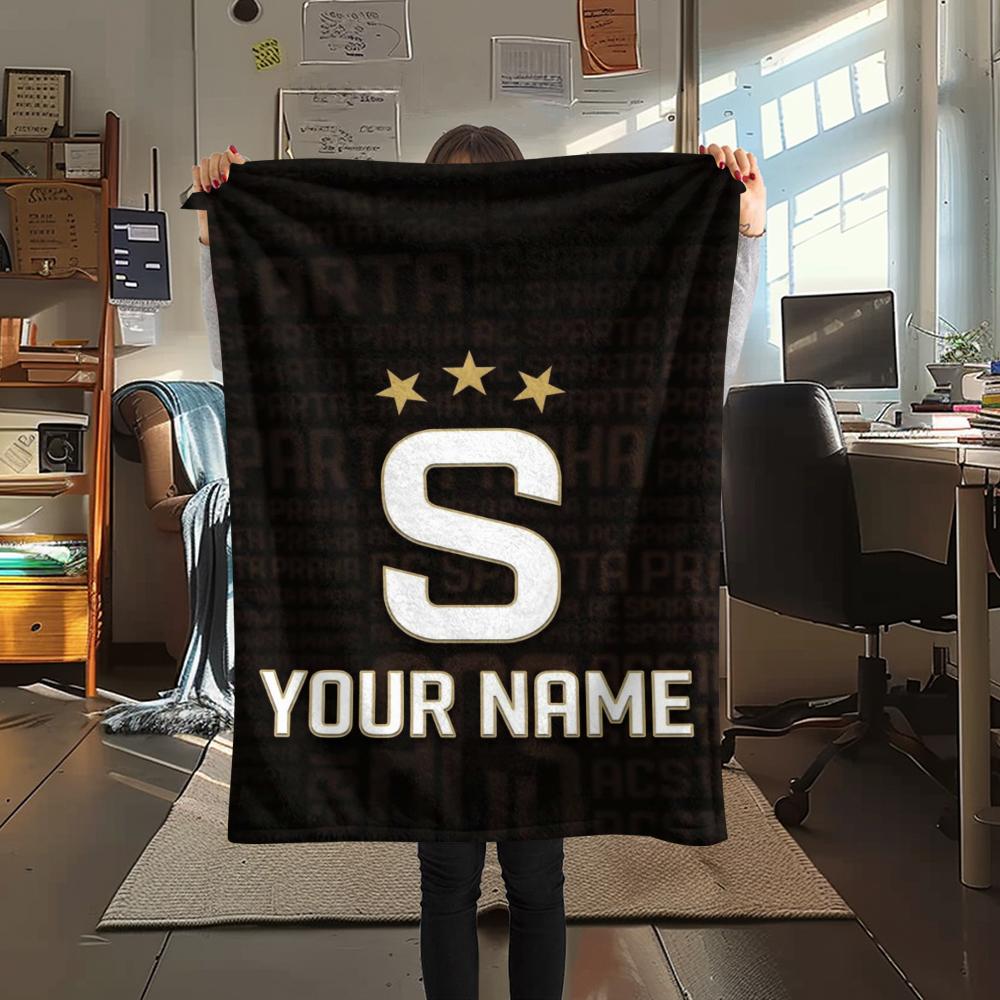 1PC Custom Name AC Sparta Praha Patterned Flannel Blanket Suitable For All Seasons for Home Decor Warmth and Comfort Gifts Holiday Present
