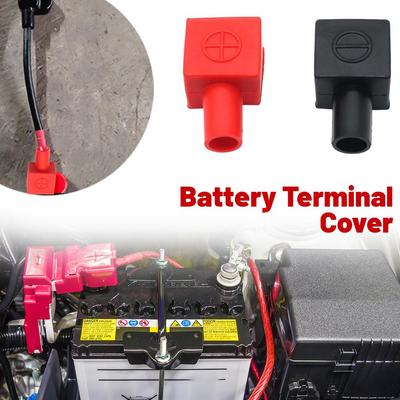 Car Battery Pole Positive And Negative Protection Cover Motorcycle Battery Terminal Flexible Square Cap Rubber Sheath 1Pair