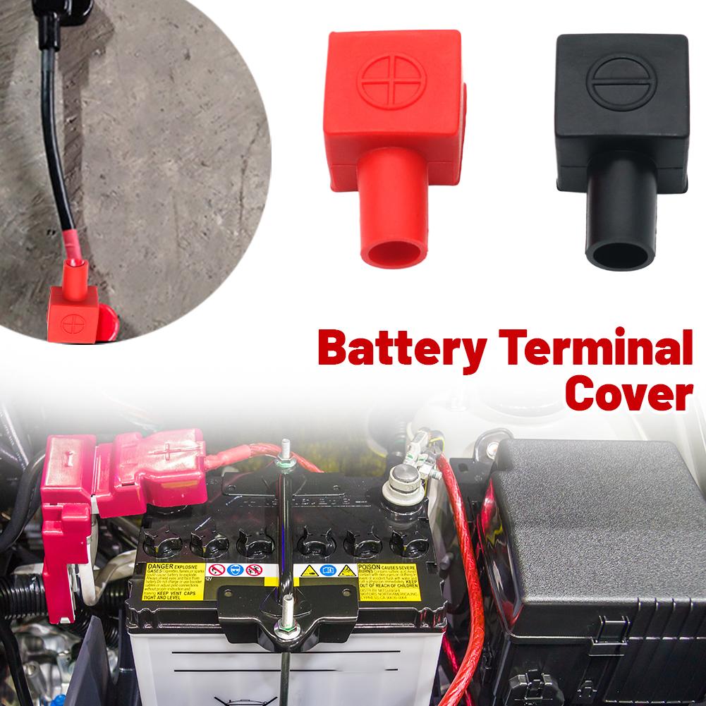 Car Battery Pole Positive And Negative Protection Cover Motorcycle Battery Terminal Flexible Square Cap Rubber Sheath 1Pair