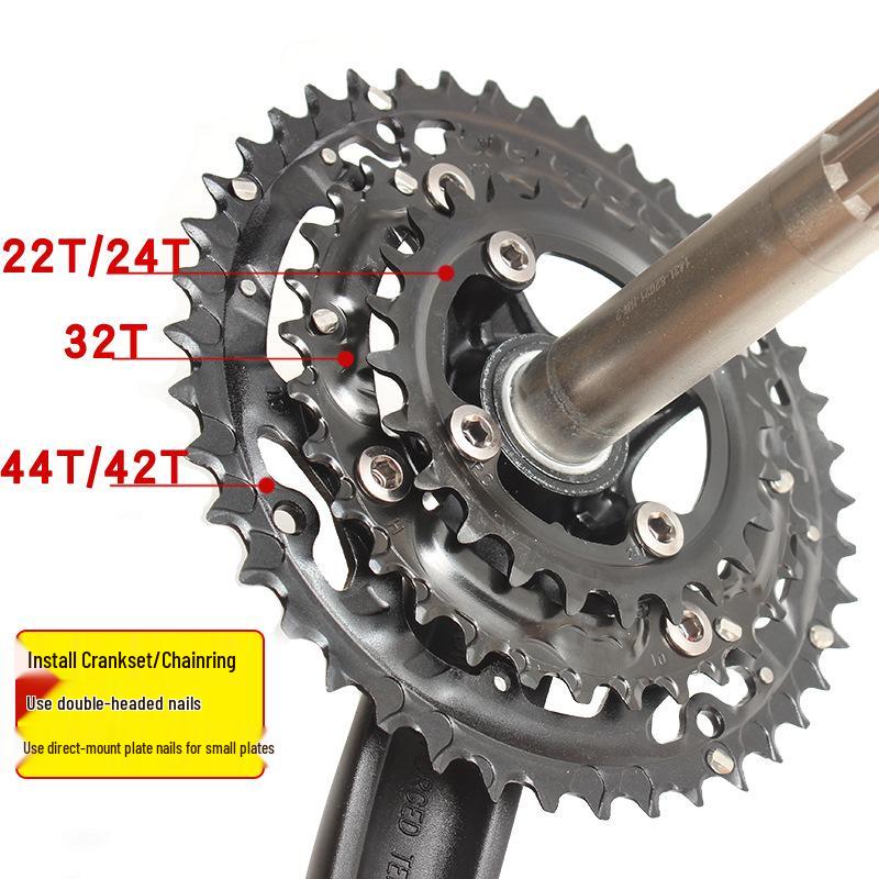 32T Steel Mountain Bike Crankset, Square/Hollow Crank, Large & Middle Chainring Repair Piece