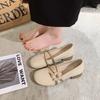 Retro Mary Jane shoes for women's summer wear 2025 new French soft-soled mid-heeled beanie shoes, small leather shoes for pregnant women