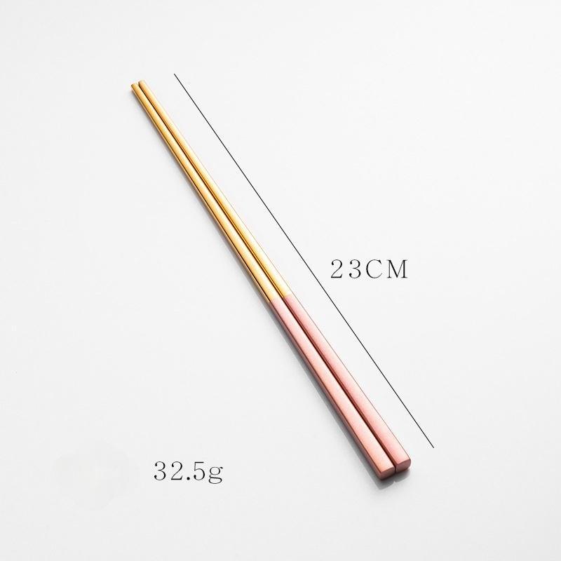 304 Stainless Steel Square Chopsticks Titanium Gold Rose Sushi Colorful Chinese Japanese Chopsticks