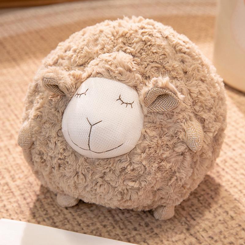 28cm Lovely Round Sheep Plush Toys Stuffed Animal Round Ball Sheep Fluffy Lamb Plushie Doll Soft Pillow Kid Birthday Xmas Gifts