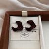 Vintage Suede Stud Earrings Ankola Red Temperament High-End Autumn And Winter French Versatile Atmosphere Earrings