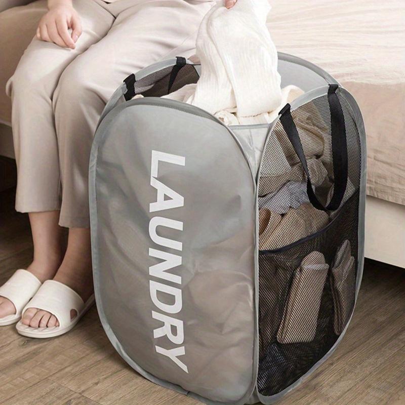 Mesh Laundry Hamper Grey Closet Organizer Bedroom School Dorm Essentials Clothes Organizer College Storage Organization Storage Bag Organizer