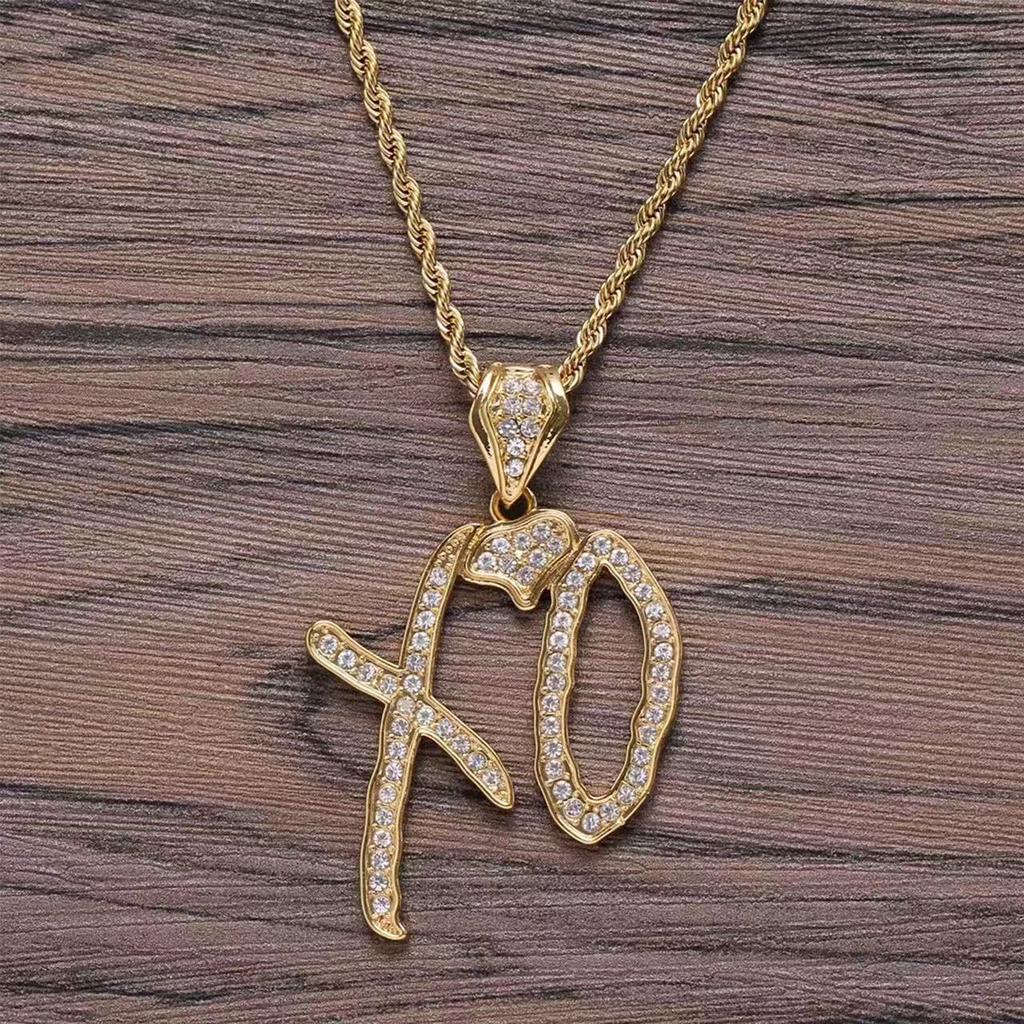 Nuevo Collar de Hip-hop Europeo y Americano Estilo XO Colgante con Letra Inglesa Joyería