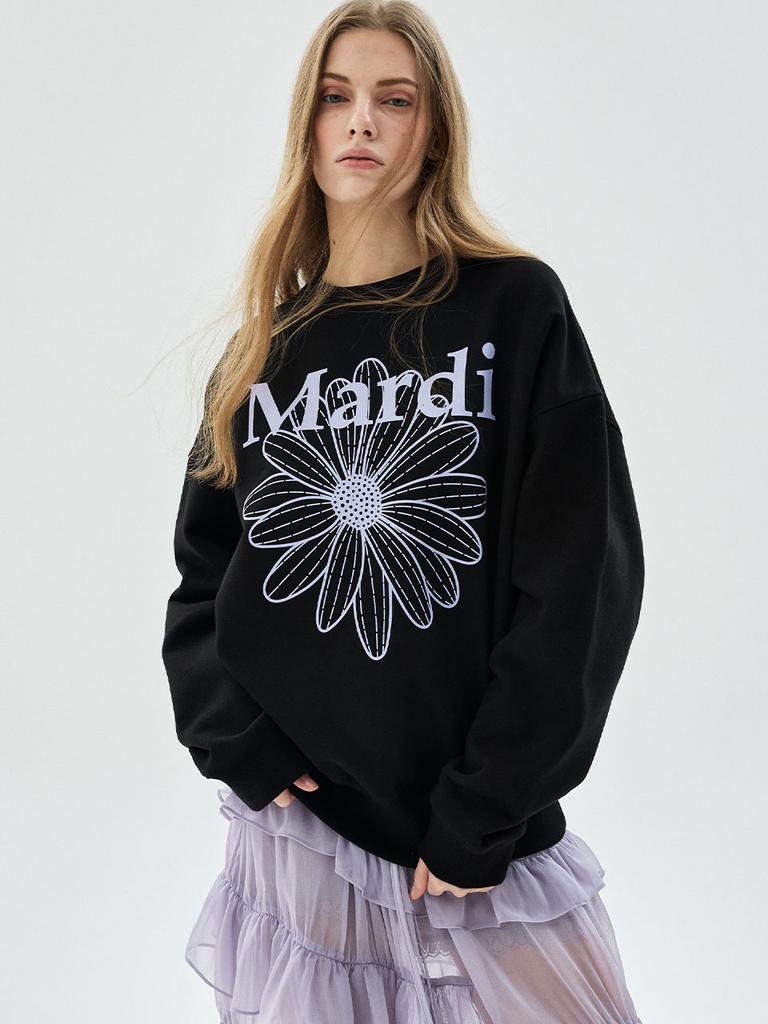 [mardimercredi] SWEATSHIRT FLOWERMARDI_BLACK LIGHTPURPLE
