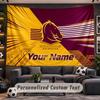 Wall Hanging Tapestry Custom NameBrisbane Broncos Pattern Personalized Printed Fabric Wall Decor