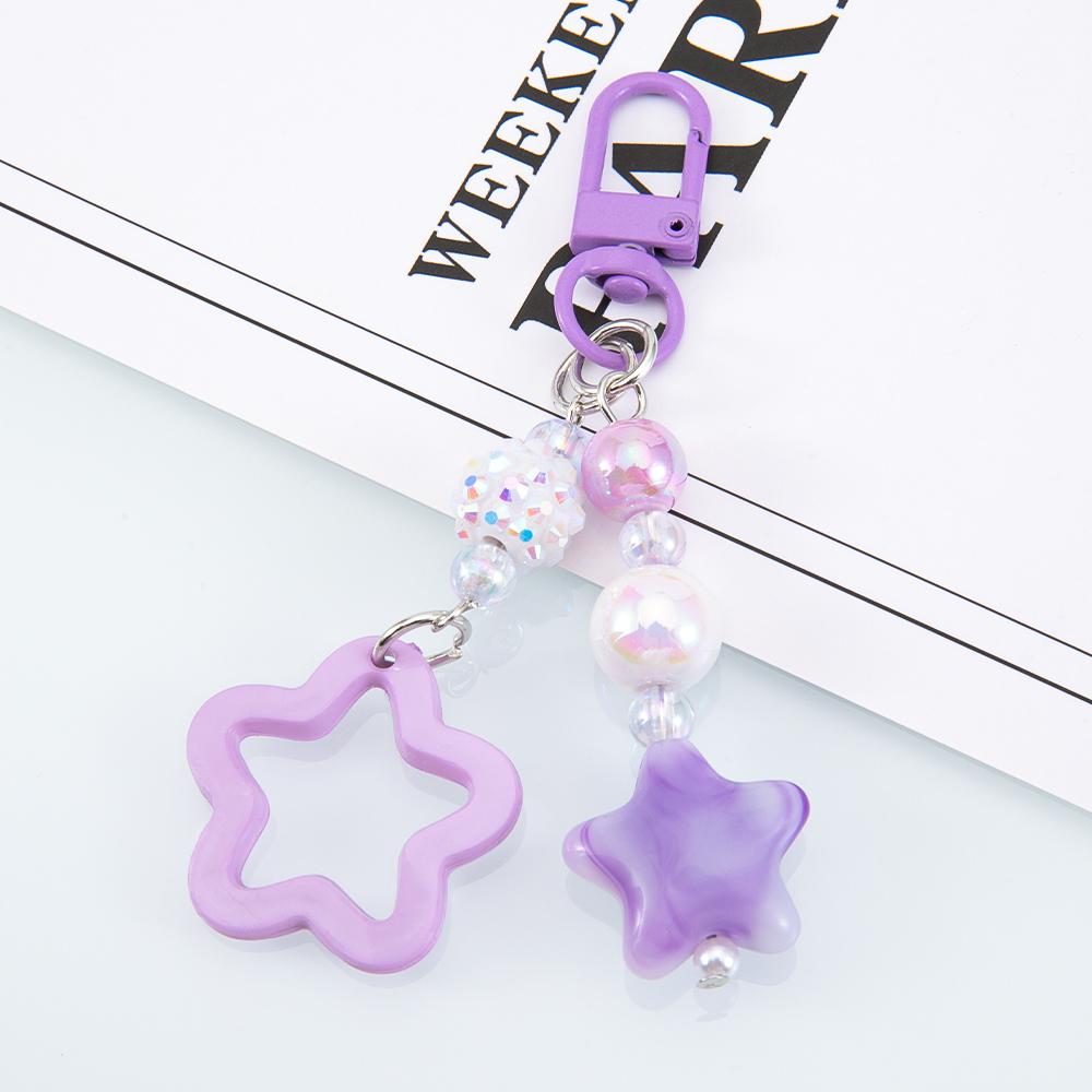 1pc 2pcs Hollow Star Charm Bag Phone Strap Pendant Colorful Acrylic Beads Keychain Accessories Cellphone Lanyard Keyring Jewelry