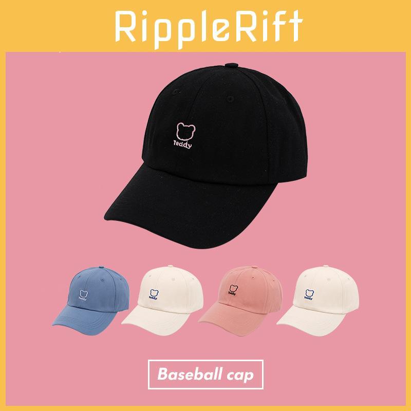 Bear Embroidery Cute Baseball Cap Korean Style Adjustable Cotton Sun Hat