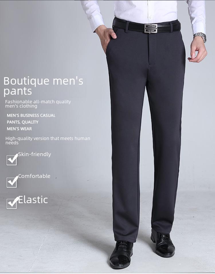 2025 Men's Elastic High Waist Straight Summer Pants for Seniors: Loose, Casual Trousers