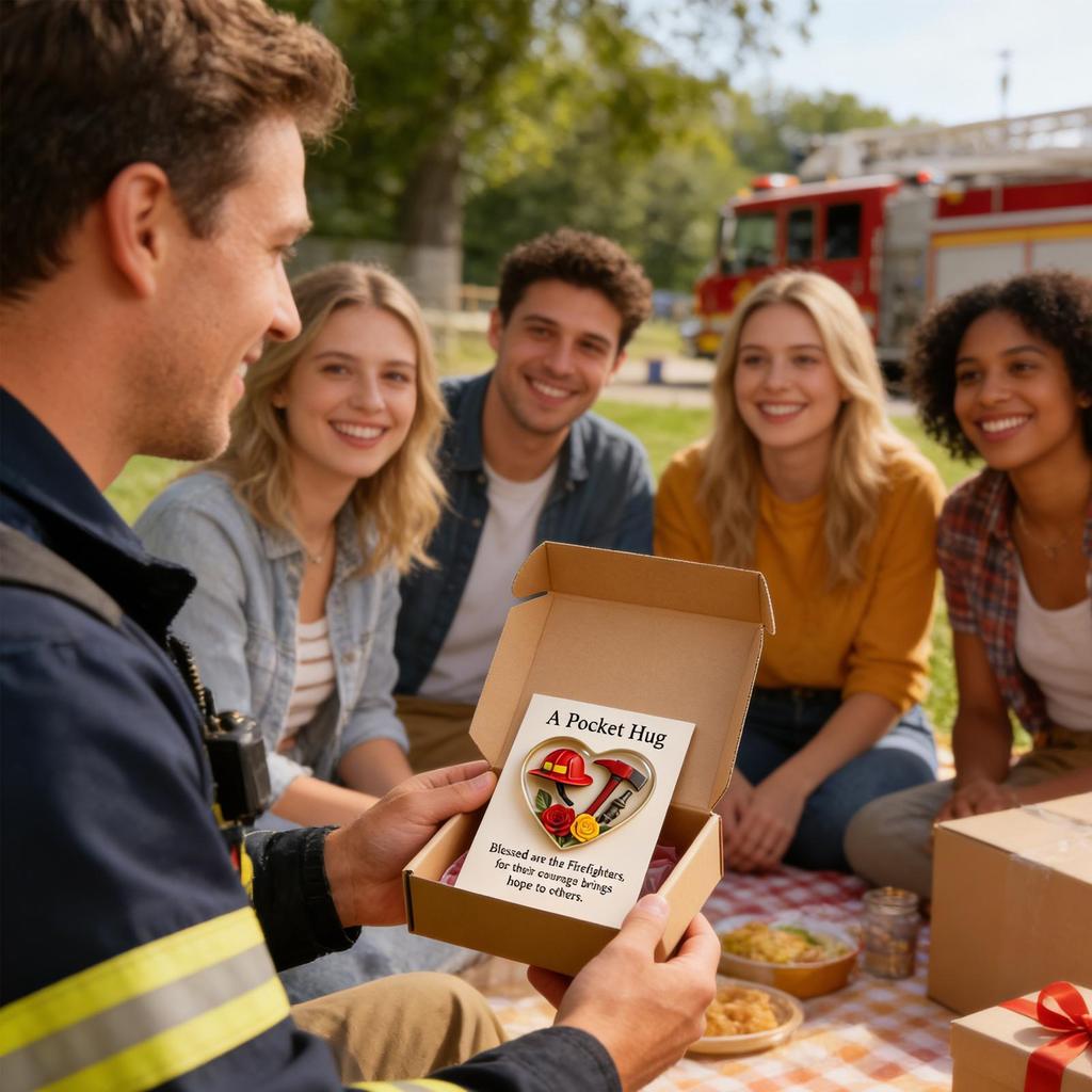 Greeting Card Heart Shape Firefighter Theme Keepsake Appreciation Cards Keychain For Women Birthday Tree Easter Door Home Desk