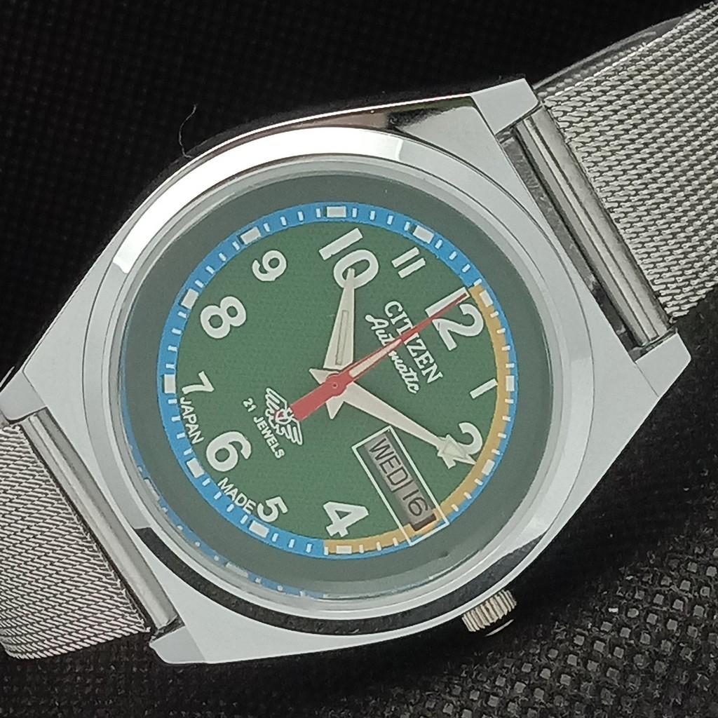 

ВОССТАНОВЛЕННЫЕ ВИНТАЖНЫЕ МУЖСКИЕ ЧАСЫ CITIZEN AUTO 8200 JAPAN D/D ЗЕЛЕНЫЕ 534a-a280515-9 SKU534a-a280515