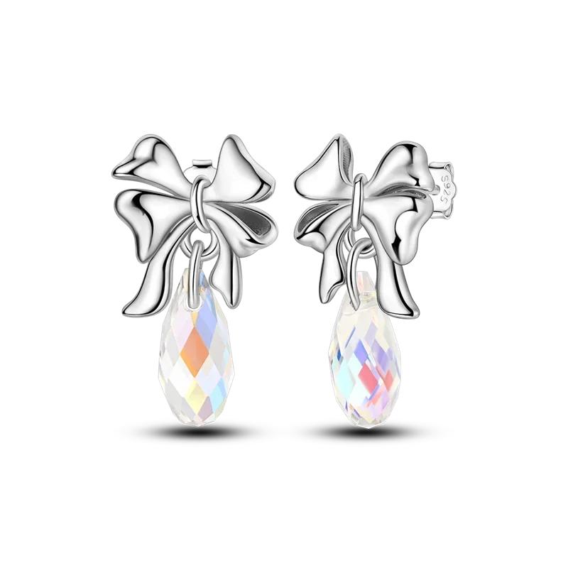 925 Silver Love Feather Moon Star Heart Earrings Fit Original Charms Hoop for Women Girls Stud Earring Jewelry Gifts