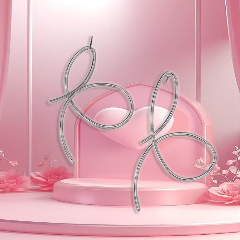 Curved line stud earrings simple and versatile temperament design sense elegant earrings women s daily versatile серебряный серый