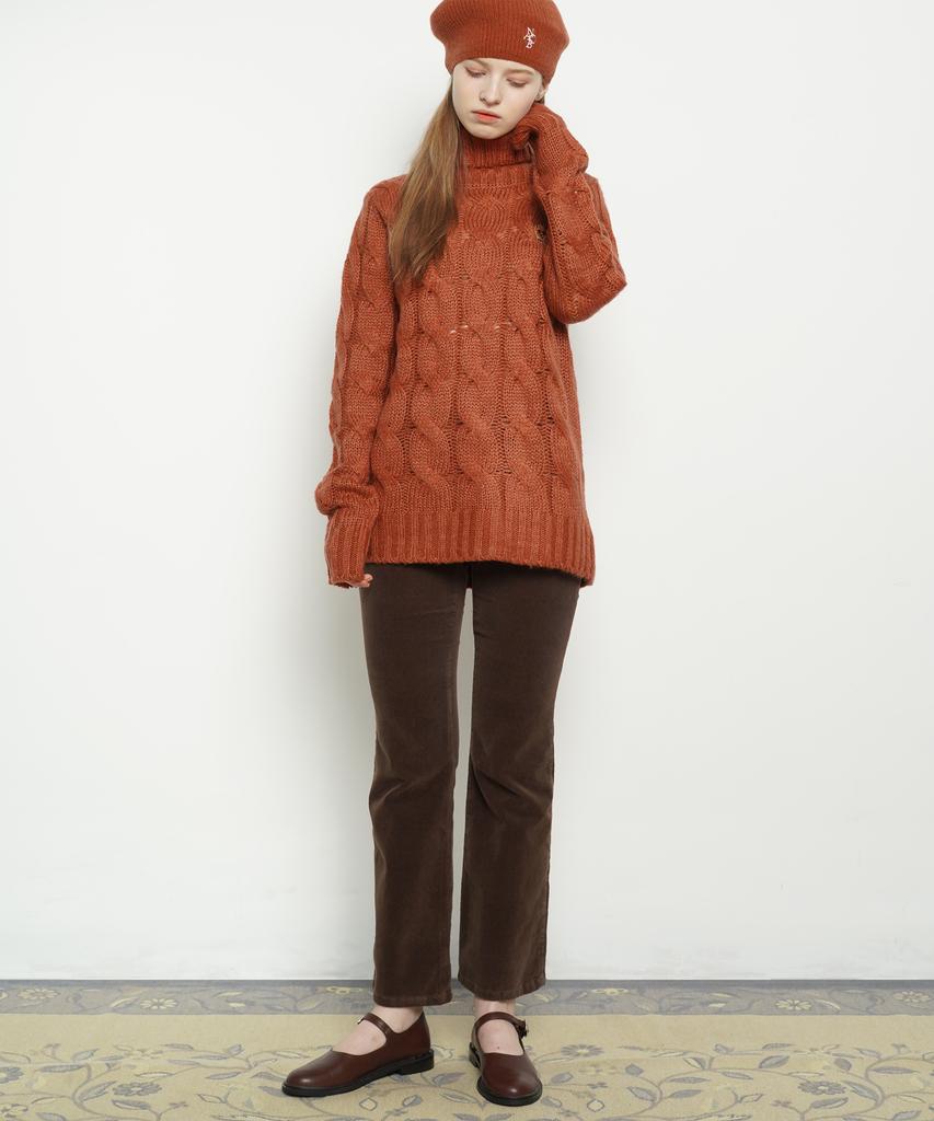 THE-ABON W11 Cotton Slim Boots Cut Brown