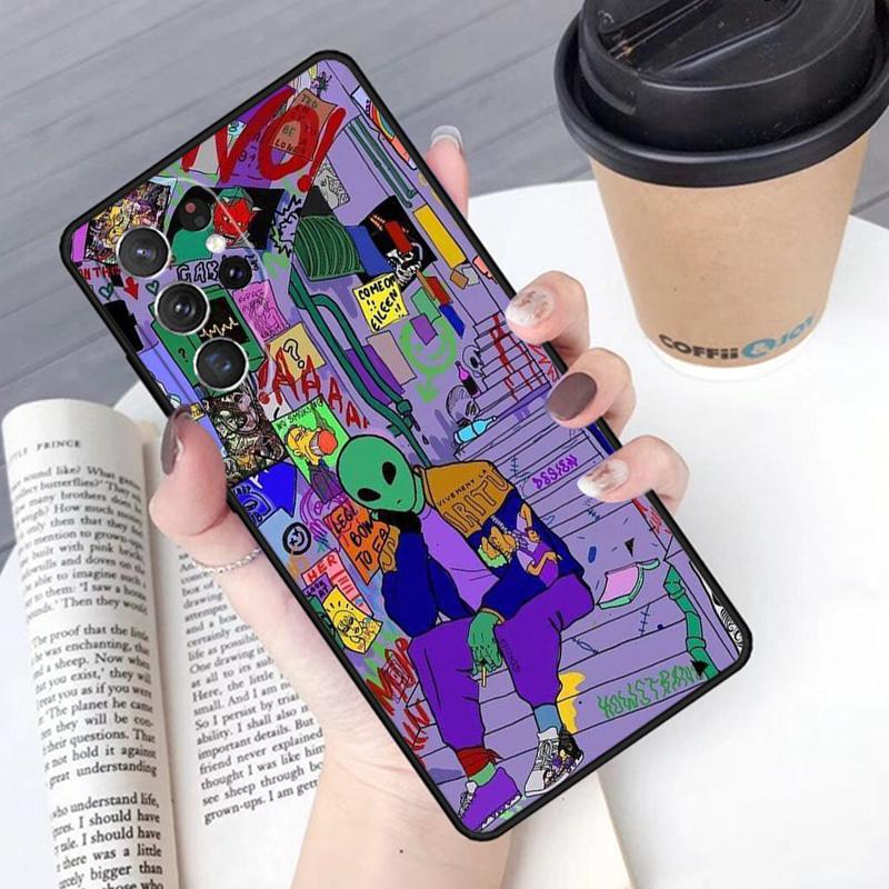 Aesthetics Cartoon Alien Phone Case Cover For Samsung Galaxy S24 S25 Ultra S21 S22 Ultra S10E Note 10 Plus Note 20 FE S23