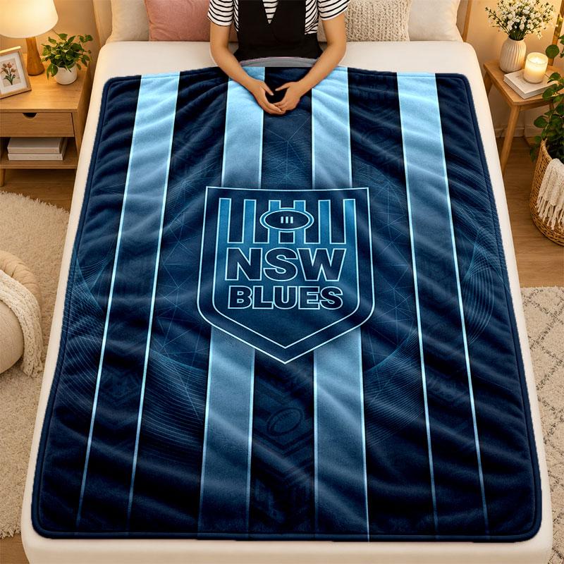 Flannel BlanketNSW Blues Warm Soft Throw Blanket for Indoor Sofa Bed Living Room Use