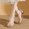 Fashion 2024 New  Summer High Heeled Sandals Women's Stiletto Pearl Strap Women's Shoes Transparent Open Toe High Heels