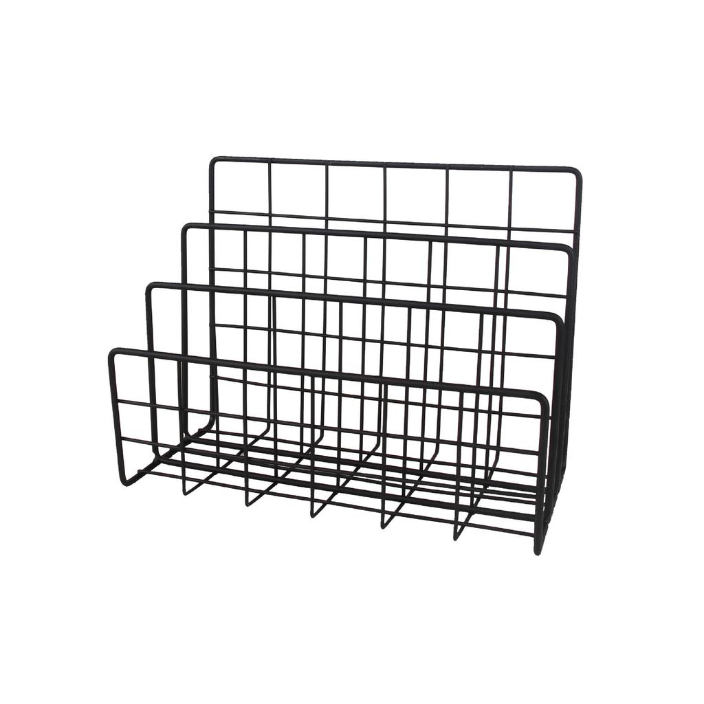 Iron Art Tri-Grid Bookshelf: Creative Desktop Organizer & Decorative File Rack