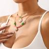 Vintage Sun Inlaid Pearl Women's Necklace Summer Party Dopamine Colored Glass Beads French Jewelry Gift