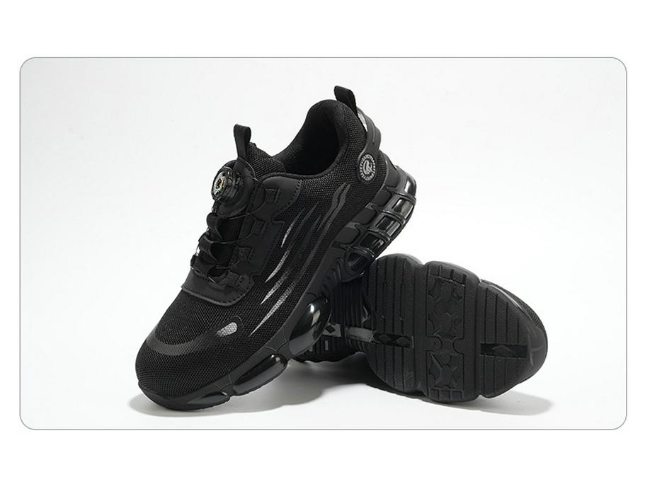Lace-Free Men's Anti-Smash, Anti-Puncture, Breathable Safety Work Shoes with Rotary Button