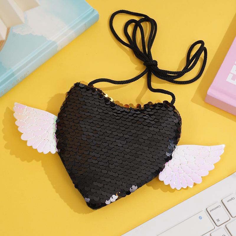 Sequin Wings Lanyard Crossbody Bag & Coin Purse for Kids