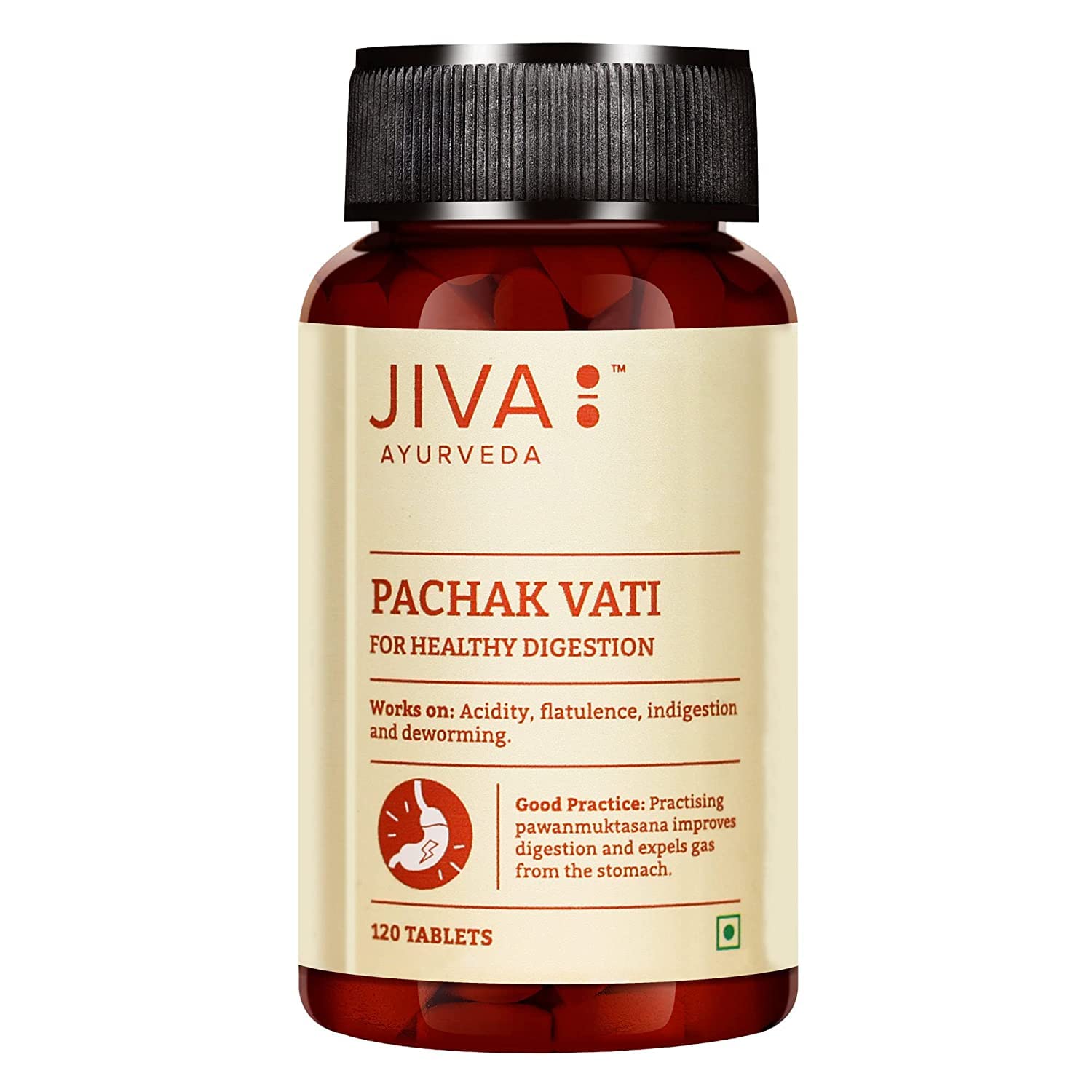 

Jiva Pachak Vati Tablets 500mg 120 Tablet Pack | Ayurvedic Digestion Aid for Men & Women, Natural Appetite Support