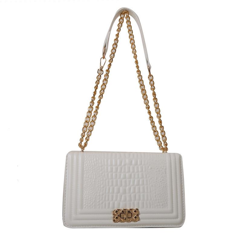

Trendy Crocodile Pattern Lock Buckle Small Square Bag For Women 2023 Winter New Chain Single Shoulder Messenger Bag белый