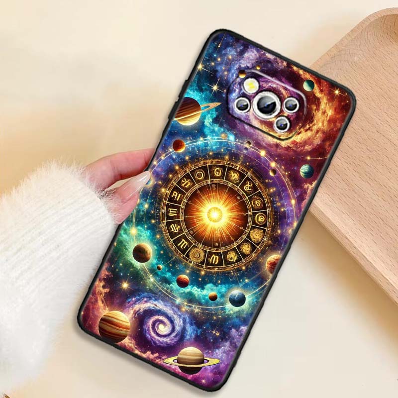 Cosmic Starry Sky Pattern Phone Case For Xiaomi Mi Poco F3 F4 F5 F6 X3 X4 X5 X6 X7 M3 M4 M5 M6 M7 GT Pro 5G Black