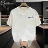 Minimalist Printed Short Sleeved T-shirt for Men Cotton Summer Tops