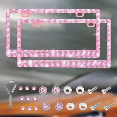 31*16cm Bling Crystal License Plate Frame Women Rhinestone Car License Plate Frame Cover Holder Car Accessories