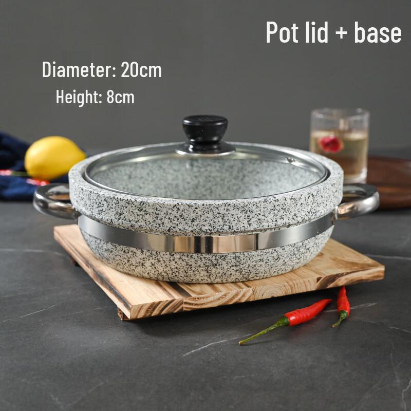 

Diruien Natural Stone Hotpot with Lid and Wooden Base