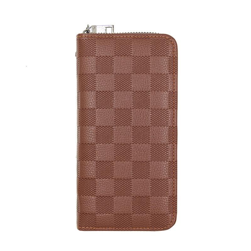Schoolbag Plaid New Men's Zipper Clutch Bag Long Casual, Large Capacity Men's Wallet Wallet