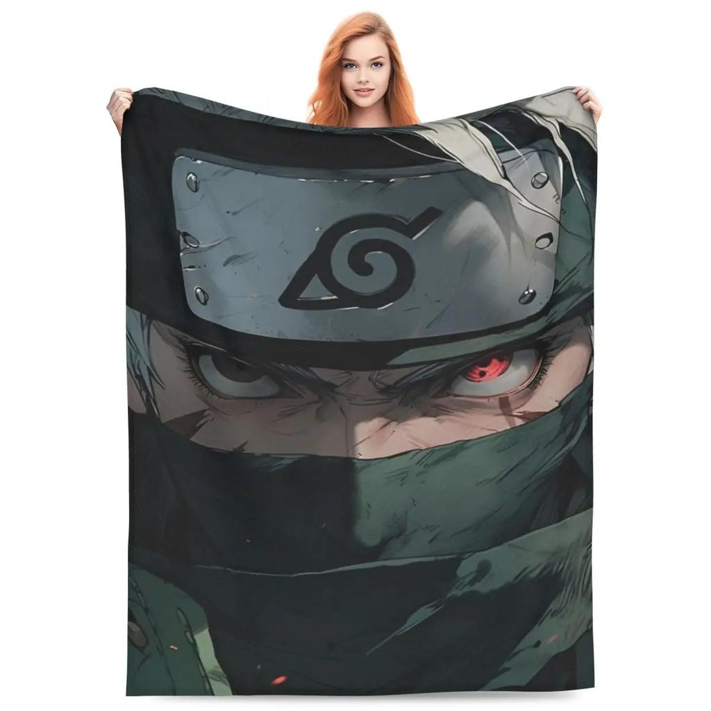 Japanese Anime Graphic Blankets N-Narutos Flannel Novelty Soft Throw Blankets for Home All Season