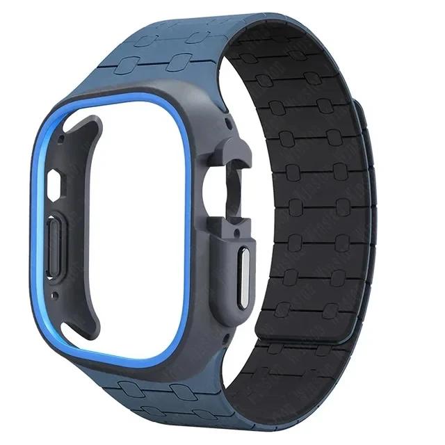 TPU Case+Silicone Strap for Apple Watch Band Ultra 2 49mm 45mm 44mm 41mm Protective Case Bracelet for Iwatch Series 9 8 7 6 5 4