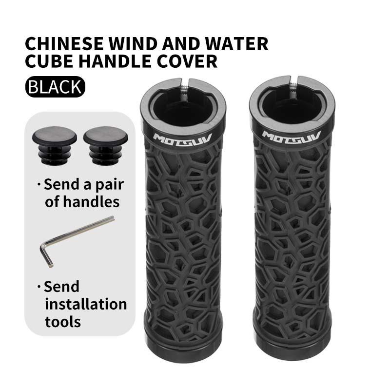 Double Lock On MTB Mountain Bike Handlebar Grips, Aluminum Alloy Rubber Comfortable Anti-Slip Shockproof Universal Cycling Parts