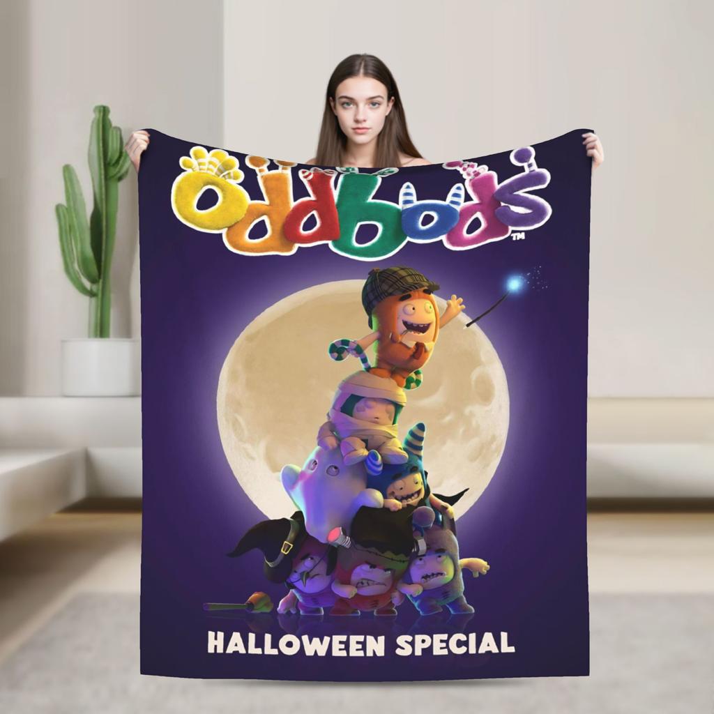 O-Oddboded kreslená flanelová deka Super měkká přehozová deka do ložnice Dekorativní novinka Přehoz na postel Potah na pohovku/postel