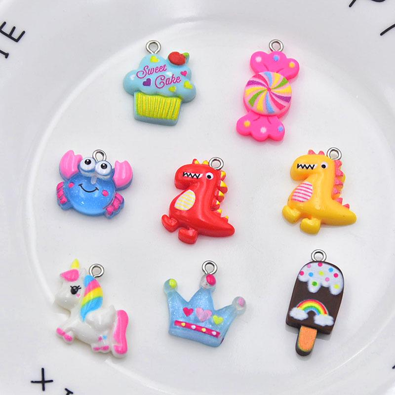 Cartoon Animal Resin Pendant: Cute Unicorn & Dinosaur Candy Bag Charms for DIY Jewelry