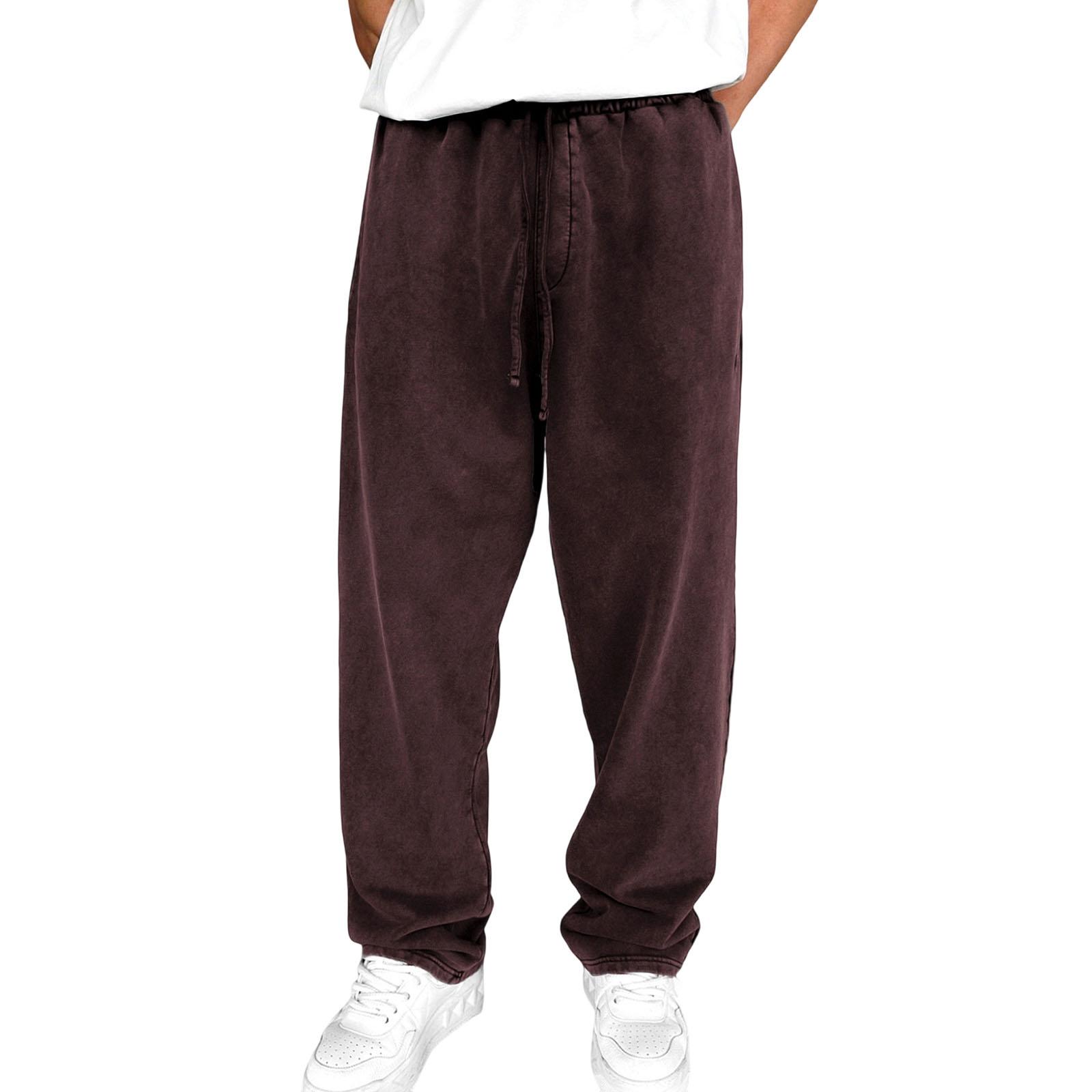 

Мужская Мода Досуг Средняя Посадка Длинный Стиль Повседневные Брюки XXL кофейный