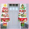 Festive Paper Christmas Door Ornaments Featuring Cheerful Santa And Tree Illustrations