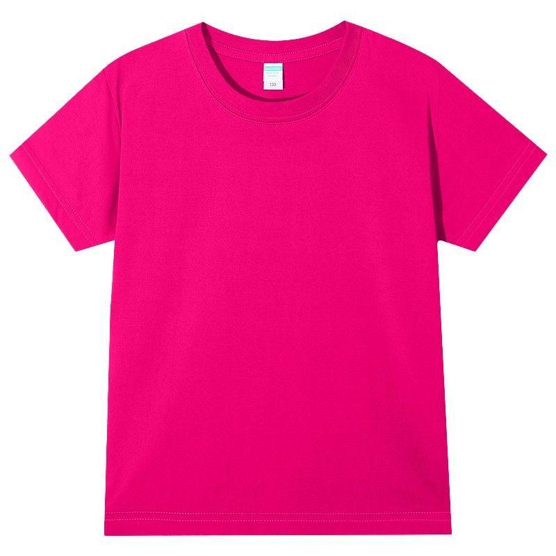 Cross-Border Pure Cotton Custom Short-Sleeve Men's and Kids' T-Shirts with Solid Color Styles for School Uniforms and Team Apparel