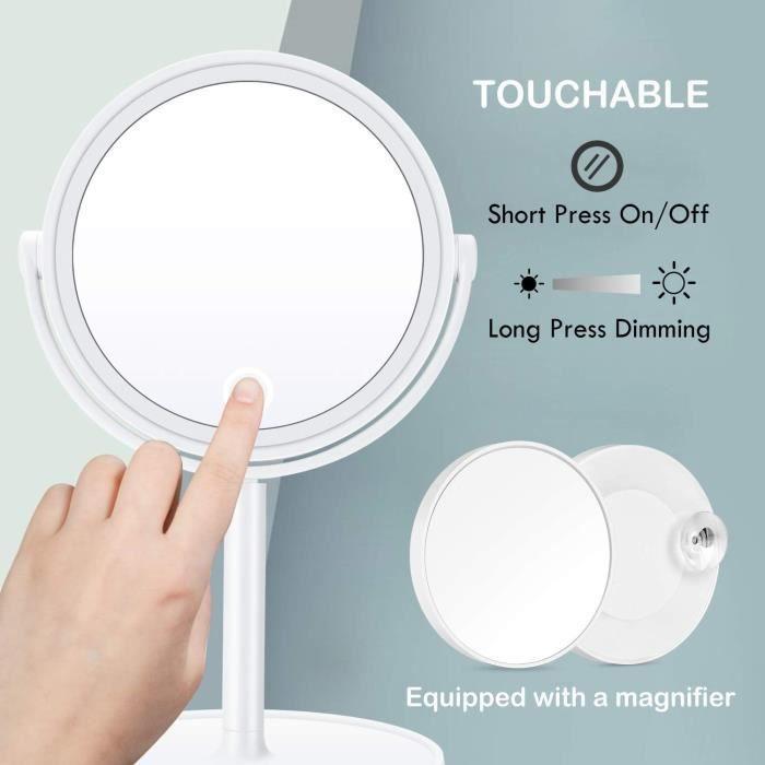 Kasimir Lighted Magnifying Mirror, LED Makeup Mirror, Pocket Makeup Mirrors, 5X Magnifying, With Touch Screen, Mirror[H17]