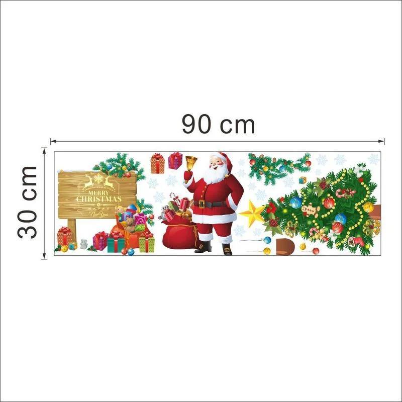 Christmas Tree Wall Stickers with Bedroom Decorations Decals Santa Claus Home Decor Accessories Can Remove Window Posters