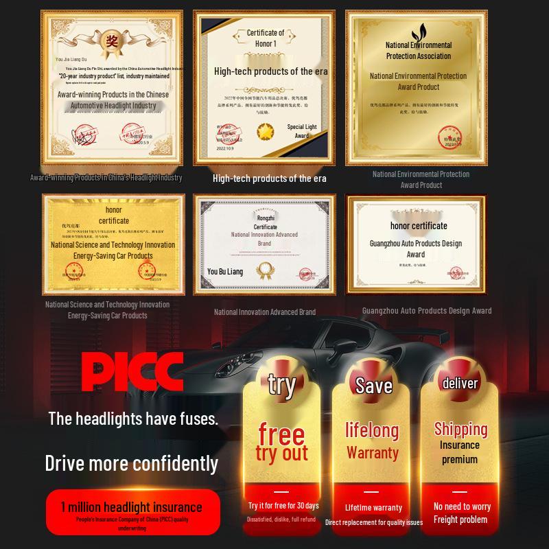 פנסי רכב LED סופר בהירים 2025: נורת H7 עם אור חזק, אור גבוה/נמוך, עדשה H4 משולבת