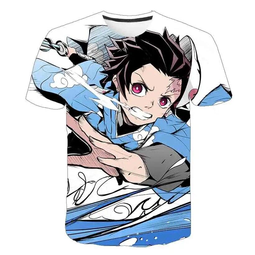 1-14 Jahre alt Cartoon Demon Slayer Print T-Shirts Jungen Mädchen Sommer Kinder Kleidung 3D Druck Kurzarm O-Ausschnitt Tops T-Shirts